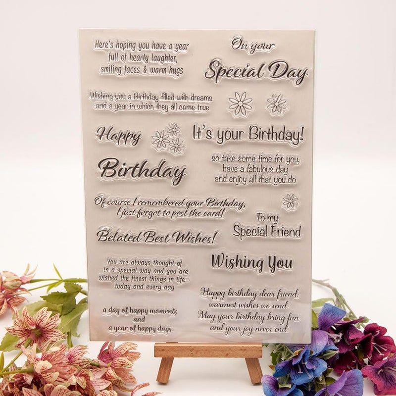 Arbuya Birthday Verses Clear Stamps for Card Making,Sentiment Silicone Stamps Happy Birthday Sayings Rubber Stamps for Gift Tags Paper Crafting Scrapbooking Decoration - Image 5